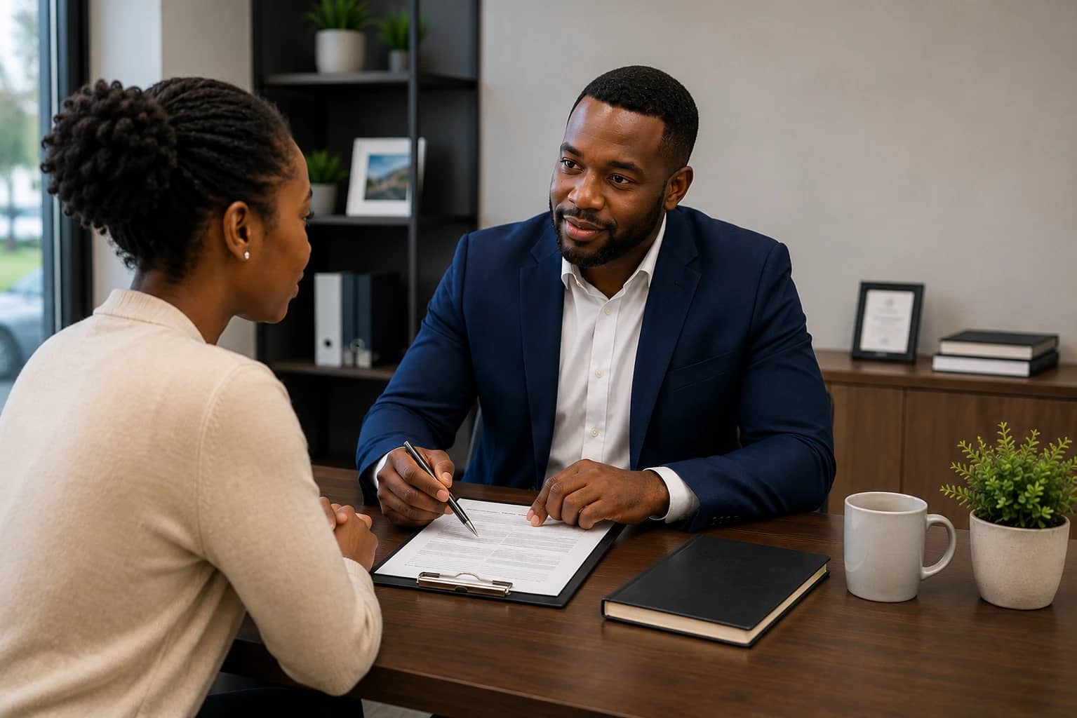 An Al-Yamza manager talking a landlord through a management agreement