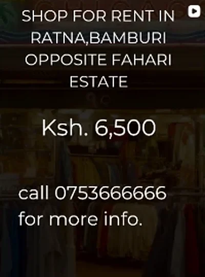 Shop for rent in Ratna, Bamburi, opposite Fahari Estate. KSh 6,500