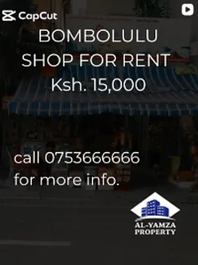 Bombolulu shop for rent. KSh 15,000